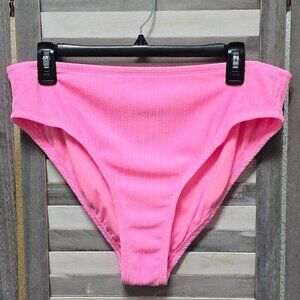 Plus Textured Mid Waist High Leg Cheeky Bikini Bottom | Wild Fable | 3X